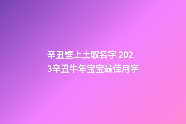 辛丑壁上土取名字 2023辛丑牛年宝宝最佳用字